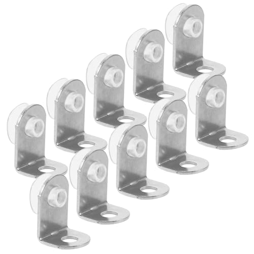 HONMEET Soportes de Esquina para Estantes de Vidrio de Acero Inoxidable, 10 Unidades Grandes en L Tornillos, Soporte Angular Resistente para Fijación en Paredes y Muebles, Adecuado