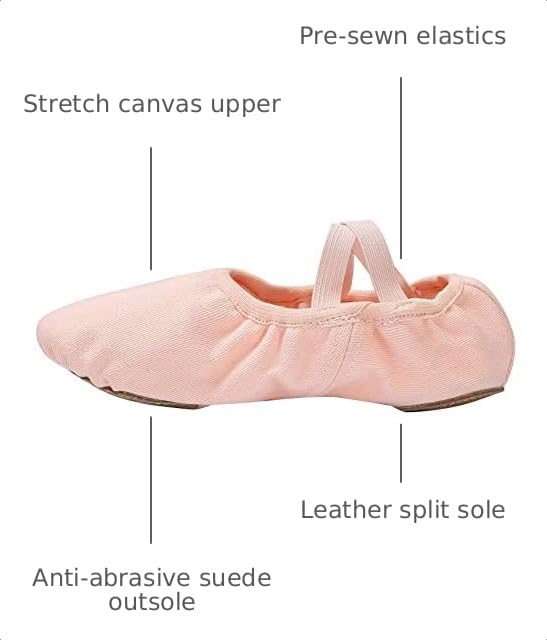 Image of Linodes Stretch Canvas Split Sole Ballet Shoe for Women and Girls Dance | Stretch canvas upper, Breathable, Leather split sole, Stretch-to-fit, For women and girls, Flexible, Comfortable, Lightweight