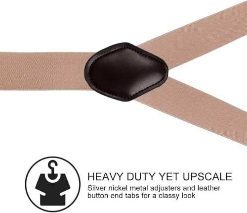 Image of Suspenders for Men, Adjustable Suspenders Gold Clip with Elastic Straps Y-Back Construction Heavy Duty for Work