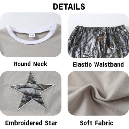 Image of Azmxynol Tween Girls Clothes 2 Piece Outfit T-Shirt Top + Cargo Pants, Teen Girl Trendy Clothing Set, Sizes 7-15 Years