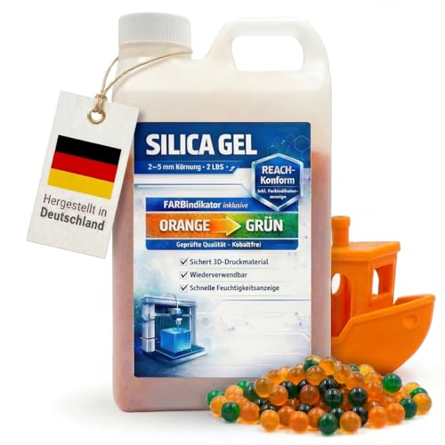 SPEED-BUSTER Silica Gel 2LBS (907g) 25mm präzise dosierbar aus Kanister für 3D Drucker Filament Pods Silica Kugeln regenerierbar mit Farbindikator Orange-Grün Silikat Trockenmittel