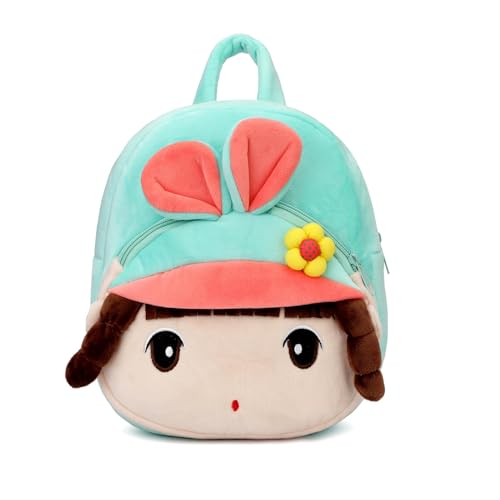 Cute Toddler Backpack Plush Animal Cartoon Mini Travel Daycare Bag for Baby Girl Boy 2-6 Years (Girl Green)