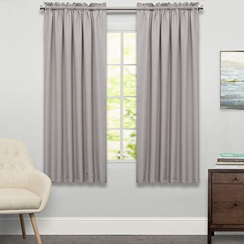 Image of Sweet Home Collection Window Curtains Treatment Panel 63 inch or 84 inch Long in Stylish and Unique Patterns and Designs for All Home Decor Ribcord Gray