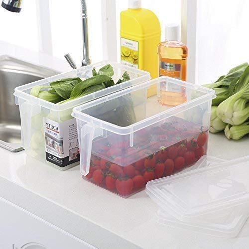 KD ZONE Plastic Fridge Storage Box with Lid and - 5L, Pack of 2 Clear Container And with Lid Handle