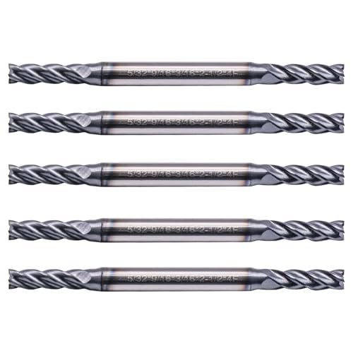 Image of 5Pcs 5 /32 inch 4 Flute Solid Carbide Square End Mill, Double End, AlTiN Coated | 35 Degree Helix, 5 /32 inch Cutting Diameter, 3 /16 inch Shank Diameter, 9 /16 inch Length of Cut, 2-1 /2 inch Overall Length