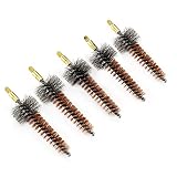 BOOSTEADY 5 Pcs Phosphor Bristle Bronze Bore Gun Cleaning Brush for Pistol Shotgun with 50 Professional Square Patches Multi-Caliber