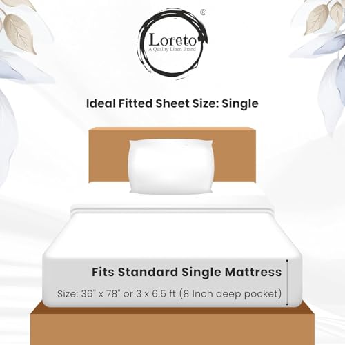 Image of LORETO - A QUALITY LINEN BRAND 100% Cotton Elastic Fitted Bedsheets Single Bed with 1 Pillow Cover Printed Fitted Bed Sheet for Single Size Mattress - 78 x 36 Inch, Lavender Grey Spring Harmony