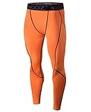 Nooz Men's Quick Dry Powerflex Compression Baselayer Pants, Legging Tights for Men - Orange, X-Large