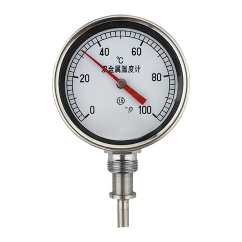 Thermomètre bimétallique 411 pour chauffage et tuyauterie 0-200 °C 150mm
