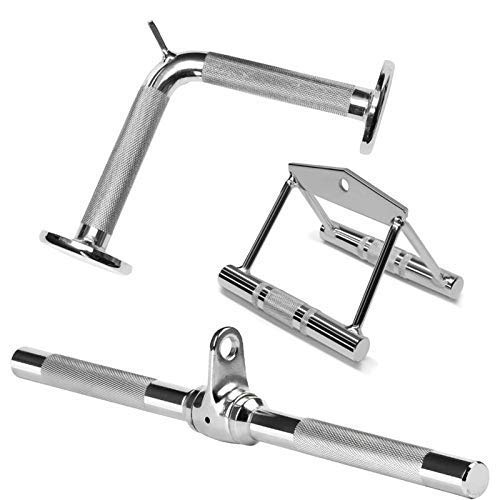 Combo of Solid V Shaped Tricep Press Down Bar, LAT Bar and Seated Rowing Handles Chinning Bar Gym Cable Machine Attachment, Silver Chrome (B08MY6Z75K) Amazon Price History, Amazon Price Tracker