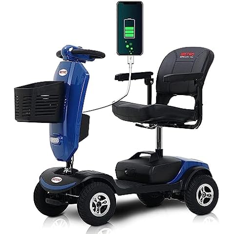 Folding Mobility Scooter for Adults,Powered Mobility Scooters for Seniors-300 Lbs Max Weight,Compact Mobility Scooter for Adults with Seat and Basket,Supermarket Shopping（Blue Upgrade） Cover