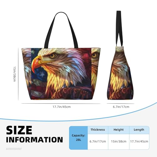Geometric American Bald Eagle Print Beach Pool Bags Tote For Women Ladies Large Gym Tote Carry On Bag For Weekender Travel Waterproof4