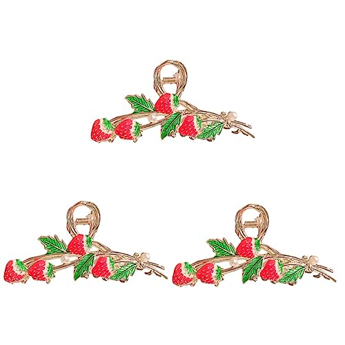 Barrettes à cheveux fraise filles antiglisse pour couettes et tresses