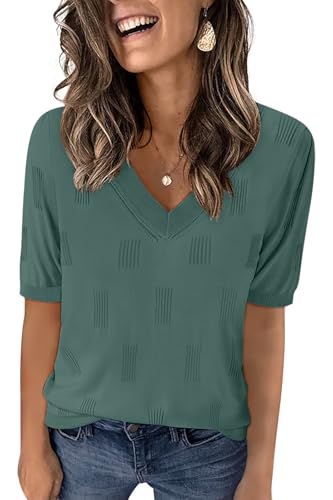 Yincro Womens Short Sleeve Sweaters Fall Summer Tops V Neck Lightweight Knit Pullovers