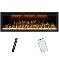 50" Smart Electric Fireplace Inserts,Slim Fireplace with APP Control & Remote Control& Touch Panel,13 Adjustable Flame Color&13 Fuel Bed Colors,750W/1500W,Black