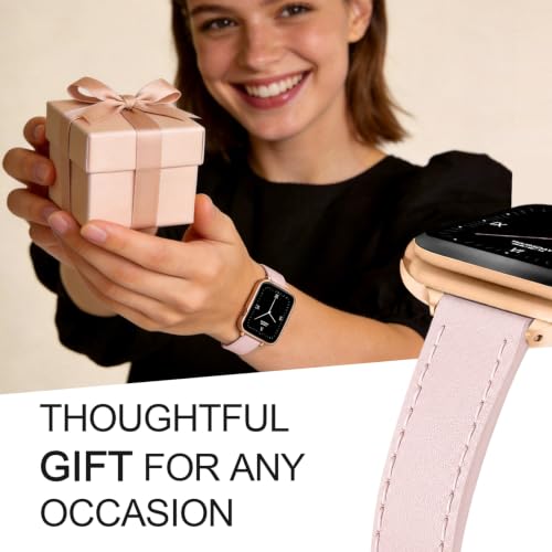 Image of JR.DM Slim Leather Bands Compatible with Apple Watch Band 38mm-49mm | Genuine Leather Thin Band Feminine Design Strap for Iwatch Ultra SE Series 11 10 9 8 7 6 5 4 3 2 1