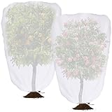 DECOHS 2 Pcs Garden Plant Shade Cover with Drawstring, 6.5 x 5 Ft Garden Shade Sun Protection Plant Covers, White Light Refraction Fruit Tree Sunshade Cloth for Protect Plants from Direct Sunlight