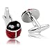 Skcess Chemises Habillées à Boutons de Manchette pour Hommes Noir Rouge, Bouton de Manchette Personnalisé Acier Inoxydable Septempunctata