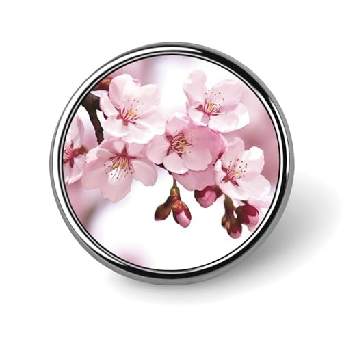 Aluminium Alloy Round Badge Brooch Pins for Men Cherry Blossom Brooches Elegant Pin for Women Fashion Button Badges Brooch Badge for Hats Jackets Shirts