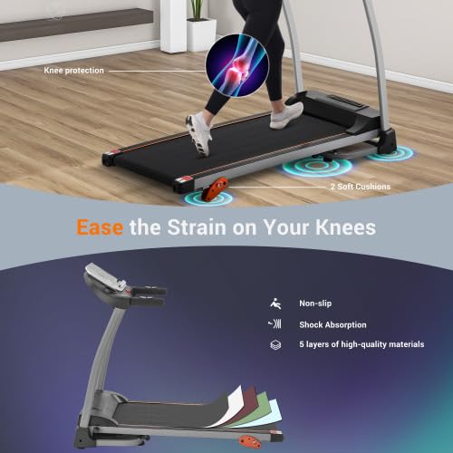 Image of Easy Folding Treadmill for Home Use, 2.5HP Electric Running Machine, Compact Design with 6% Manual Incline, Device Holder & Pulse Sensor - Quiet & Space-Saving, 300LBS Capacity