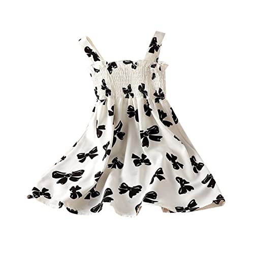 Infant Girls Strap Butterfly Graphic Print Dress Kids Ruffle Casual Dresses Summer Cute Skirt Vintage Puffy Clothes Tutu