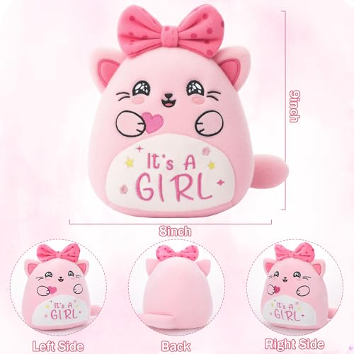 Cat Plush – Adorable Pink Cat Stuffed Animal for Women Gift Newborn Baby Gift Birthday Present for Girl Luxury Plush Toy with “It’s A Girl” Design - Image 4