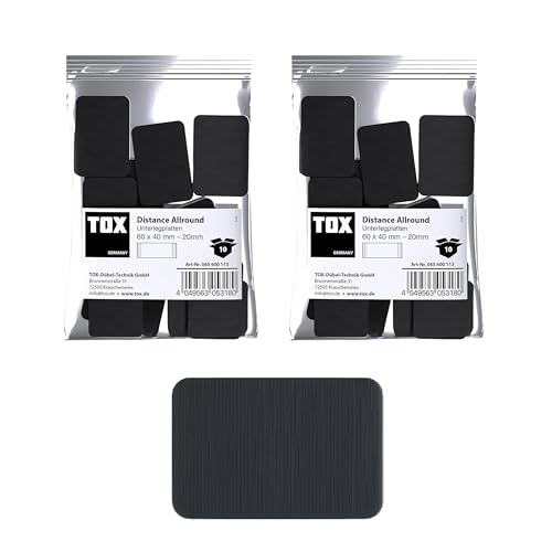 Preisvergleich Produktbild TOX Distance Allround Unterlegplatten, Ausgleichsplatten aus Kunststoff, belastbar bis 5 Tonnen, Polypropylen, 60 x 40 x 20 mm im Beutel, 2x 10 Stk.