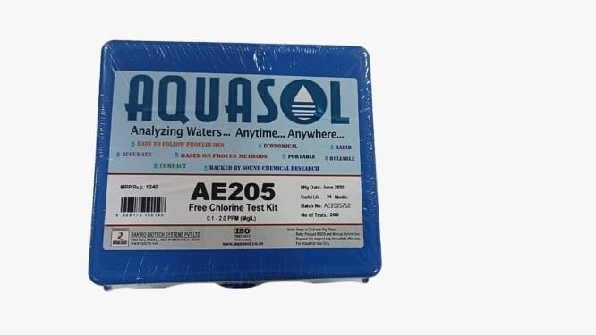 AQUASOL AE205 Free Chlorine Water Test Kit 200 Tests Range 0.1 to 2.0 PPM MG/L Industrial Use-image-30