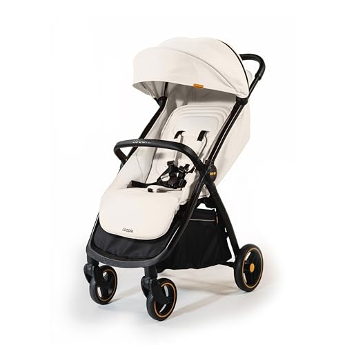 Image of Loopie Hop 1 Hand Fold Travel Friendly Compact CABIN Stroller for 0-4 Years | 3 position RECLINE Seat with SLEEPING position | SUN Protection UPF 50+ Canopy | 5 Point Safety HARNESS | 360 Wheels | 5 KG storage BASKET | WASHABLE Oxford Cotton fabric | MOSQUITO NET | Self-standing | 1 year WARRANTY | Ivory