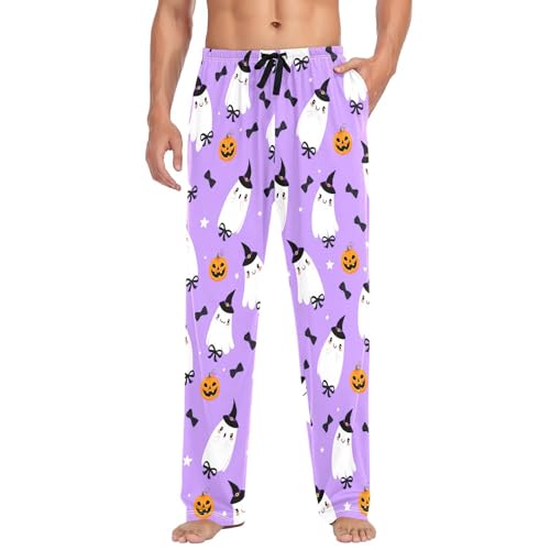 Spirits Black Bow Tie Men's Cotton Pajama Pants with Pockets and Drawstring Comfortable and Stylish,S