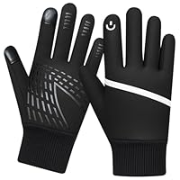 WESTWOOD FOX WFX Kids Winter Thermal Gloves Touch Screen Anti-slip Children Thickend Warm Windproof Cycling Gloves for Boys & Girls ge 6-12 for Running Outdoor Football Sports (L, BLACK)