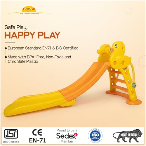 Image of Toyzone Duck Slide for Kids | Baby Play Slide | Indoor & Outdoor Kids Slider | Easy Assembly | Safe Rounded Design | BIS Certified | Made in India | Kids Slide for 2-8 Years, Upto 70 kgs