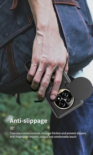 Image of SPAZY CASE Realme 13 Pro 5G / 13 Pro Plus 5G Back Cover | Heavy Duty Hybrid Case with 360 Degree Rotating Finger Ring Holder + Slider Shutter Camera Protection Case - Black