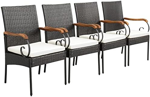 Amazon.com: Outdoor Wicker Patio Chairs Set of 4 - Heavy Duty Outside ...