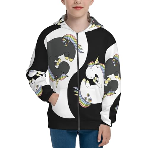 Unicorn in Yoga Kid Hoodies Boys Zip Up Sweatshirts Girls Pullover with Pocket3