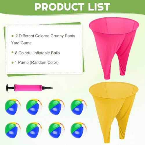 Image of Granny Pants Outdoor Game,Granny Pants with 8 Bouncy Balls & 1 Air Pump (Random Colors) and 2 Pack Color Granny Pants Yard Game for Family Reunion Party Field Game