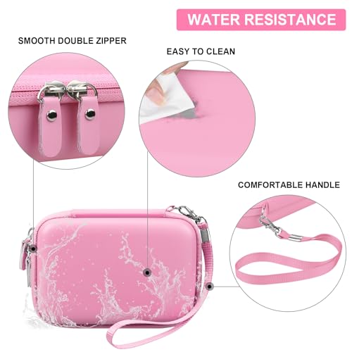 Image of Carrying Case for cudinham Print Pods Mini Printer, Thermal Inkless Sticker Maker Storage Holder Bag with Mesh Pocket for Rolls Print Pods Printing Paper, Power Cable, Pink
