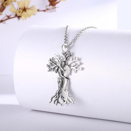 Hug Couple Necklace for Women - 925 Sterling Silver Tree of Life Pendant Lovers Embrace Jewelry Gifts for Wife Girlfriend, Him and Her4