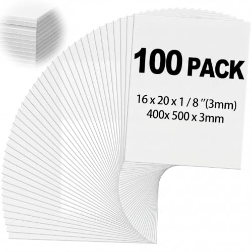 Image of Frienda 100 Pack Foam Board 16 X 20 Inch White for School Art Projects | Rigid Foam Core Double Sided Surface, Lightweight for School Projects Crafts Presentations Office Displays Wedding Artwork