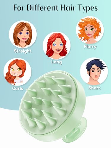 Image of HEETA Scalp Massager Hair Growth, Soft Silicone Scalp Scrubber Shampoo Brush for Exfoliation, Dandruff Removal Head Massage Stress Relax, Wet & Dry Use for Thick Thin Curly Hair Care, Lime Green