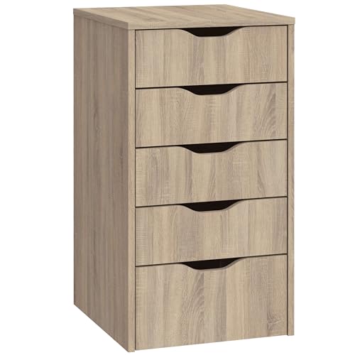 MUEBLES PITARCH | Cajonera de Oficinas Auxiliar de Despacho con 5 Cajones, Roble Cambrian, 71x40x43cm (Alto x Ancho x Fondo) Cajonera Baño, Colección Tibet