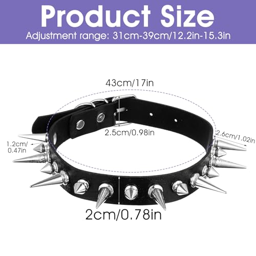 PEOVLVN 1 Stück Punk Rock Choker Leder Halsketten Spike Choker Gothic Choker Halsband für Damen Frauen Pu Leder Halskette Set Punk Kette Emo Accessoires für Party/Konzert/Cosplay