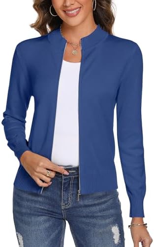 Aottori Strickjacke Damen Kurz Stehkragen Reißverschluss Cardigan Jacke | Elegant, Casual, Langarm Strickjacken, Strickoberteil, Jäckchen, Strickpullover, Einfarbig, Herbst Winter,