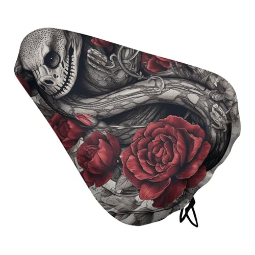 Animals on Flowers Bike Seat Cover for Men Women, Waterproof & Dustproof Bike Seat Cushion with Drawstring, Adjustable Bicycle Saddle Cover for Or Rain & Sun Protection