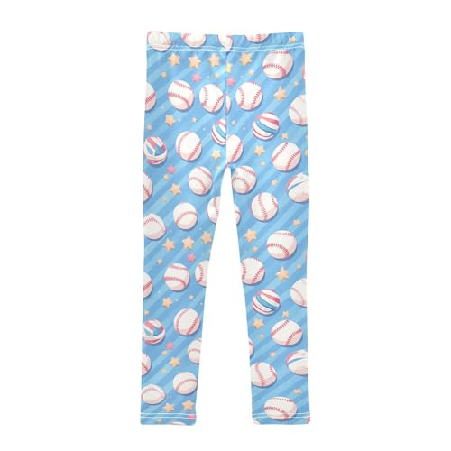 KLL Baseball Blue Stripoddler Girls' Basic Leggings Fashion High Waisted Lounge Pants Gym2