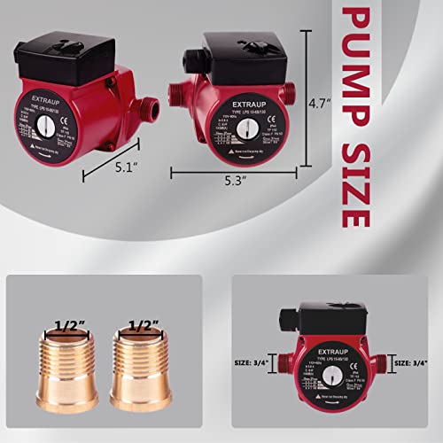 EXTRAUP 3/4 NPT 110V Hot Water 3-Speed Cast Iron Circulation Pump Circulator Pump