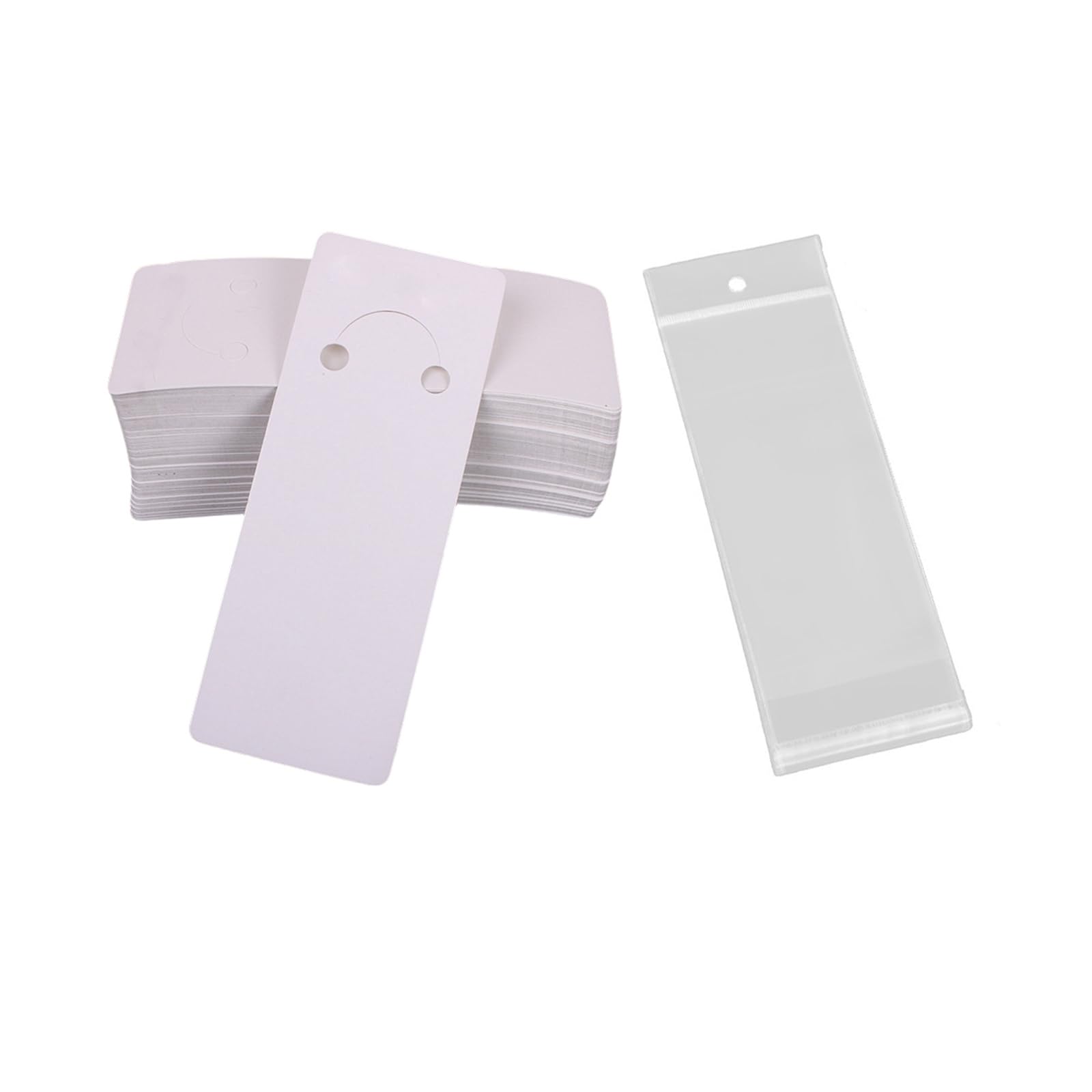 VANTOBEST 100PCS 5.9X2Inch White Keychain Display Cards with Self-Sealing Bags Paper Keychain Card Holders for Jewelry Keyrings