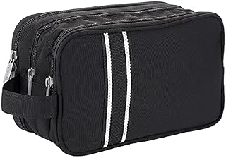 IGNPION Travel Toiletry Wash Bag Dry & Wet Separation Gym Shaving Organiser Bag with 3 Compartments Black