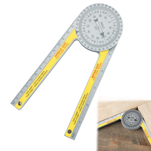 Angle Measurement Tool,360 Protractor,Angle Finder Tool,Protractor 360,m1 Caliber Miter Saw Measuring Tool for Inside Outside Corner Skirting (Yellow)