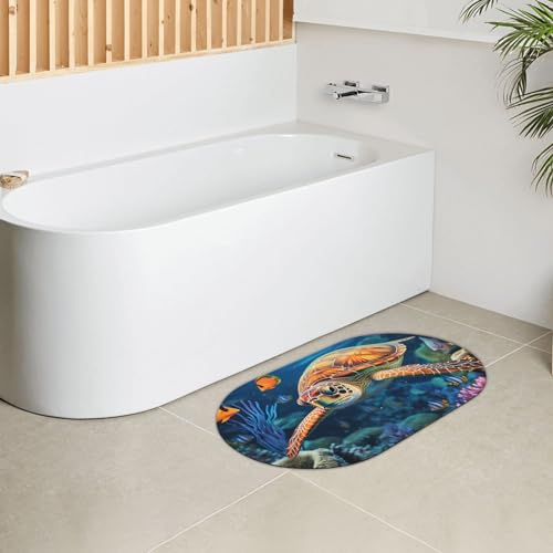 Tapis de bain en pierre diatomée super absorbant douche tortue mer